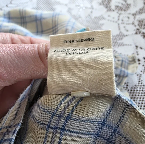 Dôen Sparrow Top In Blue Meadowlark Plaid Ramie Size Small - Picture 16 of 16